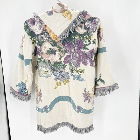 Vintage All in the Bag Coat tapestry blanket fringe 90s cherub open front quirky - Picture 2 of 10